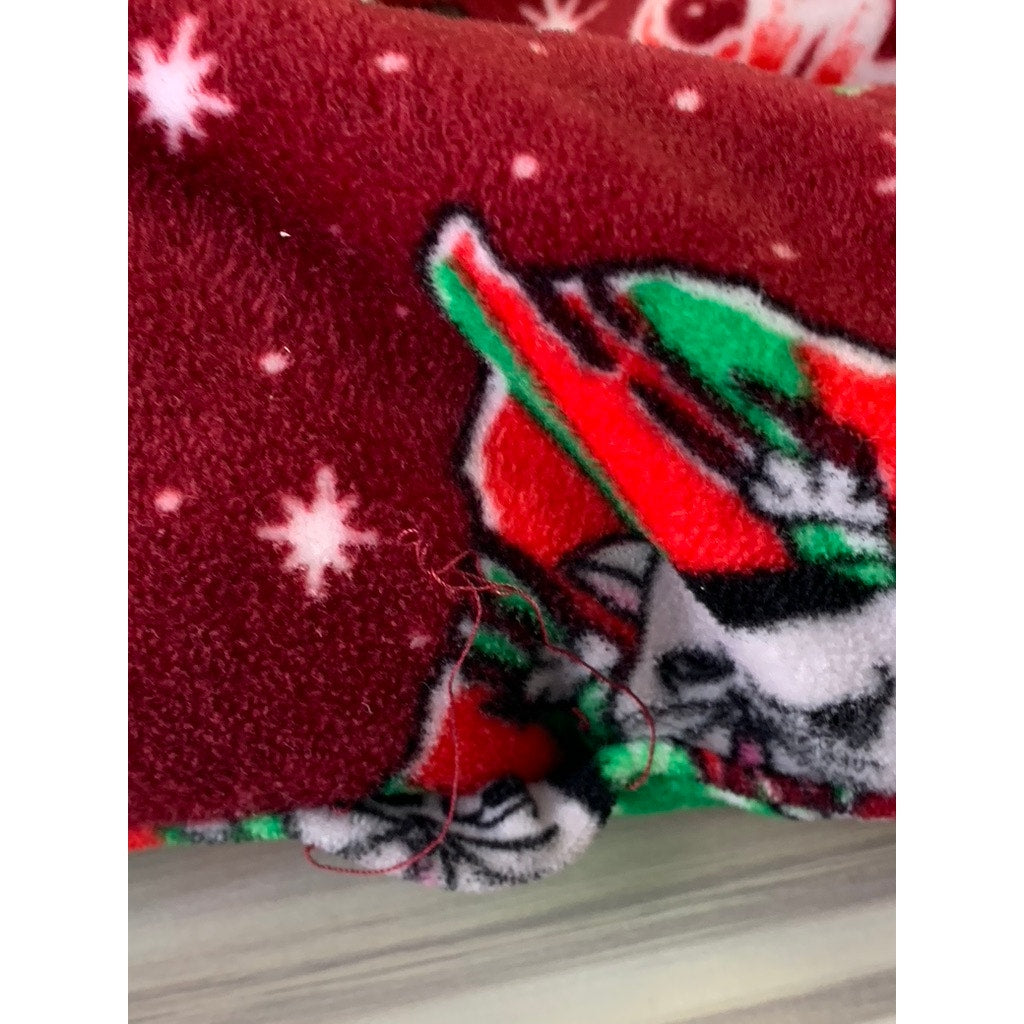 NO BOUNDARIES Women's Red Christmas Cat Fleece Hoodie Sweater SZ M