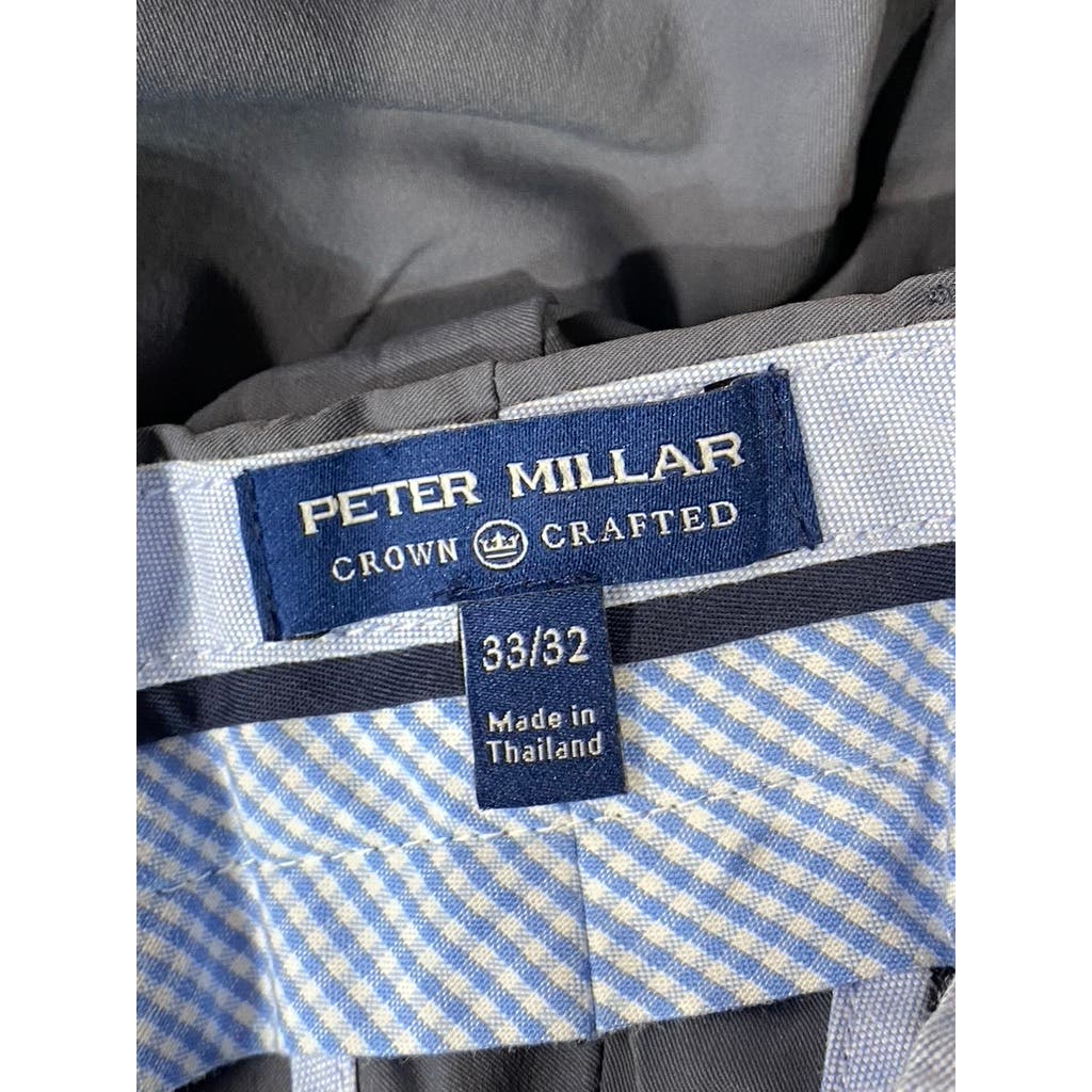 PETER MILLAR Men's Grey Crown Crafted Performance Flat Front Pants SZ 33X32