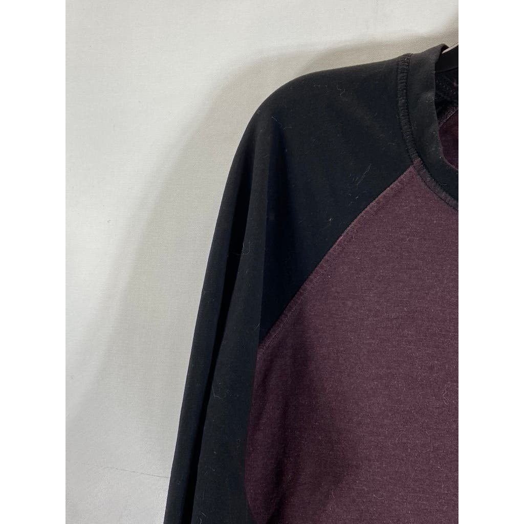 ORVIS Men's Burgundy/Black Crewneck Colorblock Raglan Long Sleeve T-Shirt SZ L
