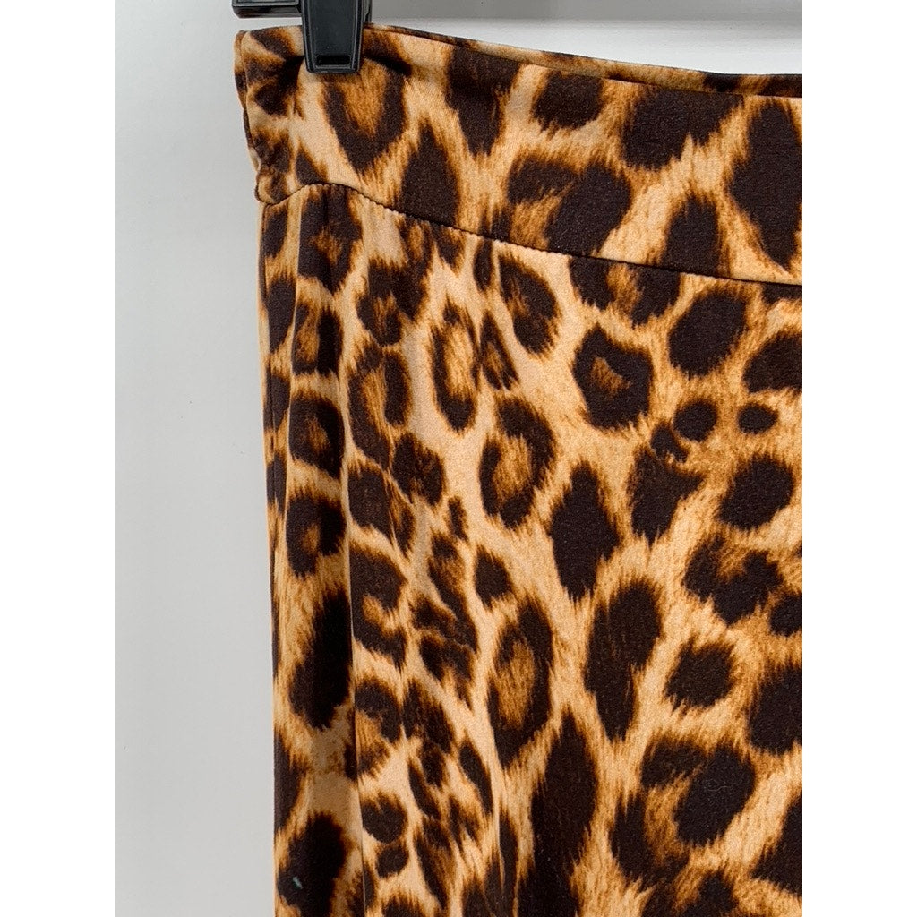 GOT STYLE USA Women's Brown Animal Print Wide-Leg Pants SZ L