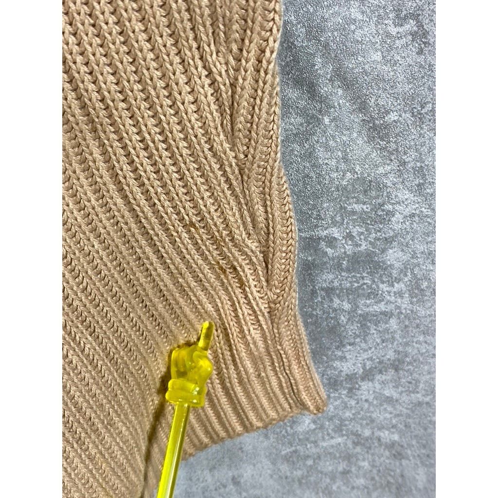 BANANA REPUBLIC Men's Beige Shoulder-Zipper Cotton Knit Pullover Sweater SZ L