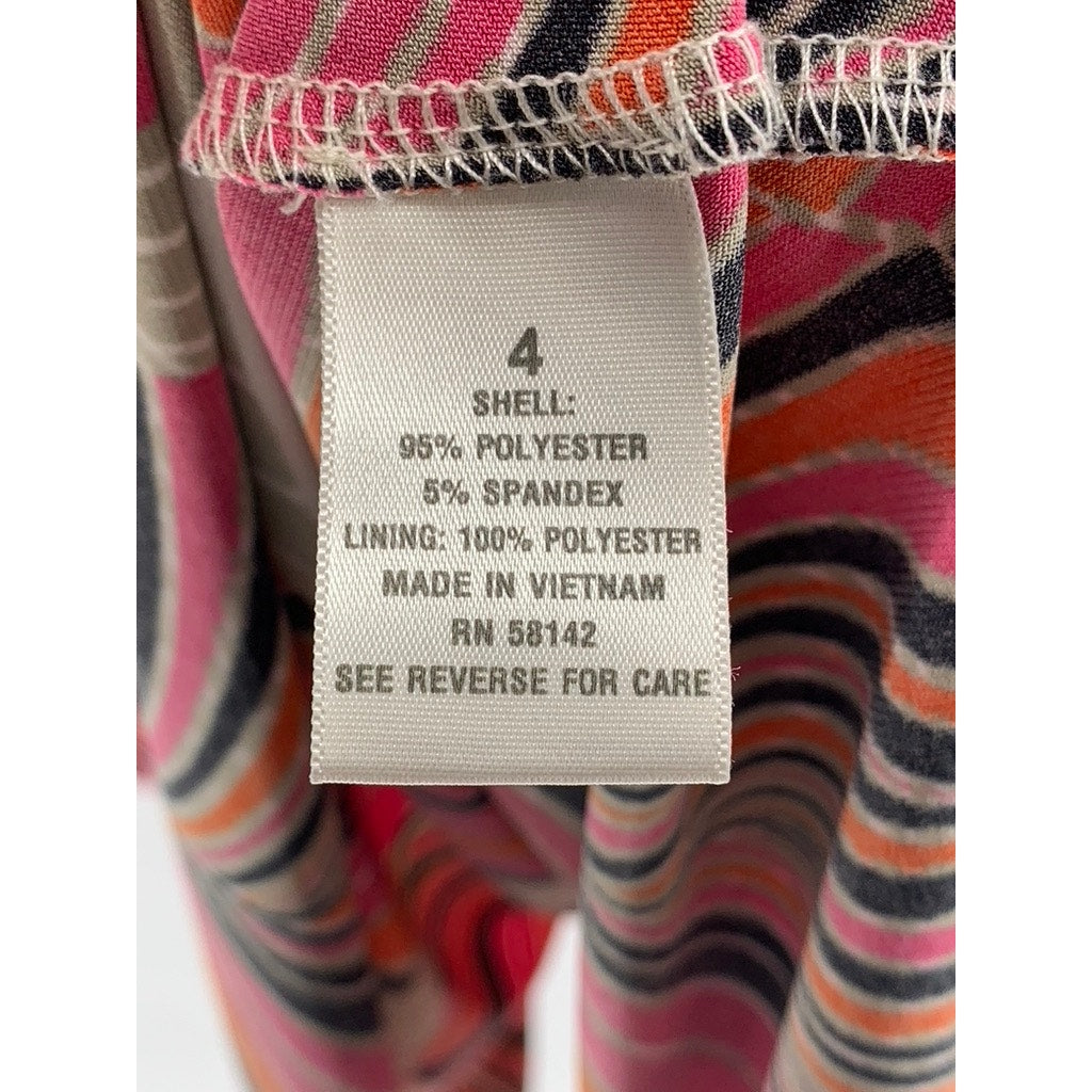 DRESSBARN Women's Red Printed Sleeveless Midi A-Line Dress SZ 4