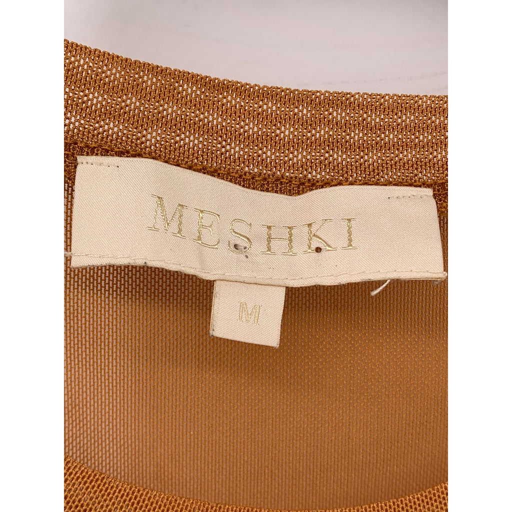 MESHKI Women's Orange Mesh Crewneck Sleeveless Dollie Tank Top SZ M