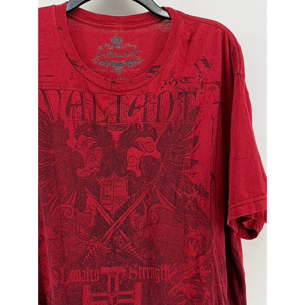 HELIX Men's Red Y2K Crewneck Short Sleeve Graphic T-Shirt SZ XL