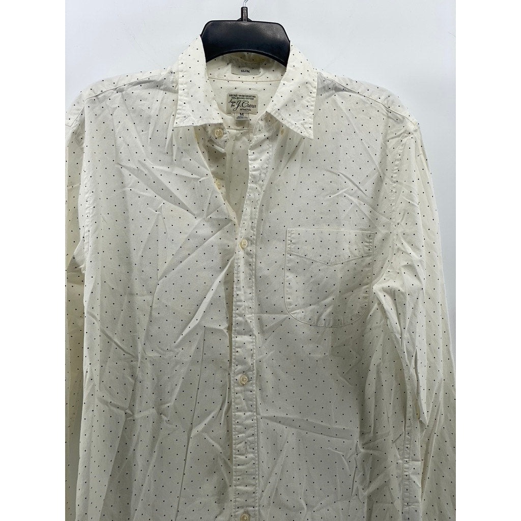 J.CREW Men's White Dot Print Stretch Organic Cotton Slim-Fit Button-Up Shirt SZM