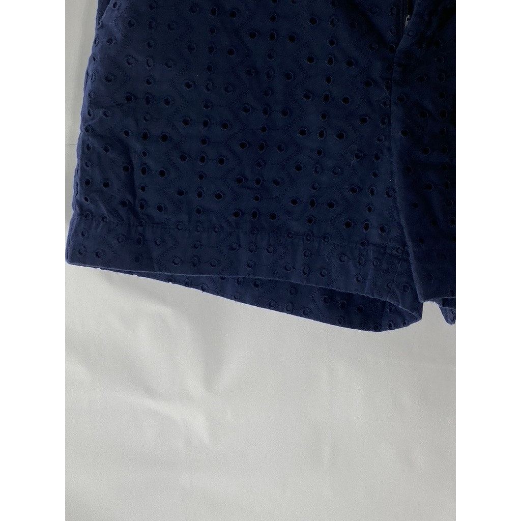 BANANA REPUBLIC Women’s Navy Blue Eyelet 4” Tailored Shorts SZ 6
