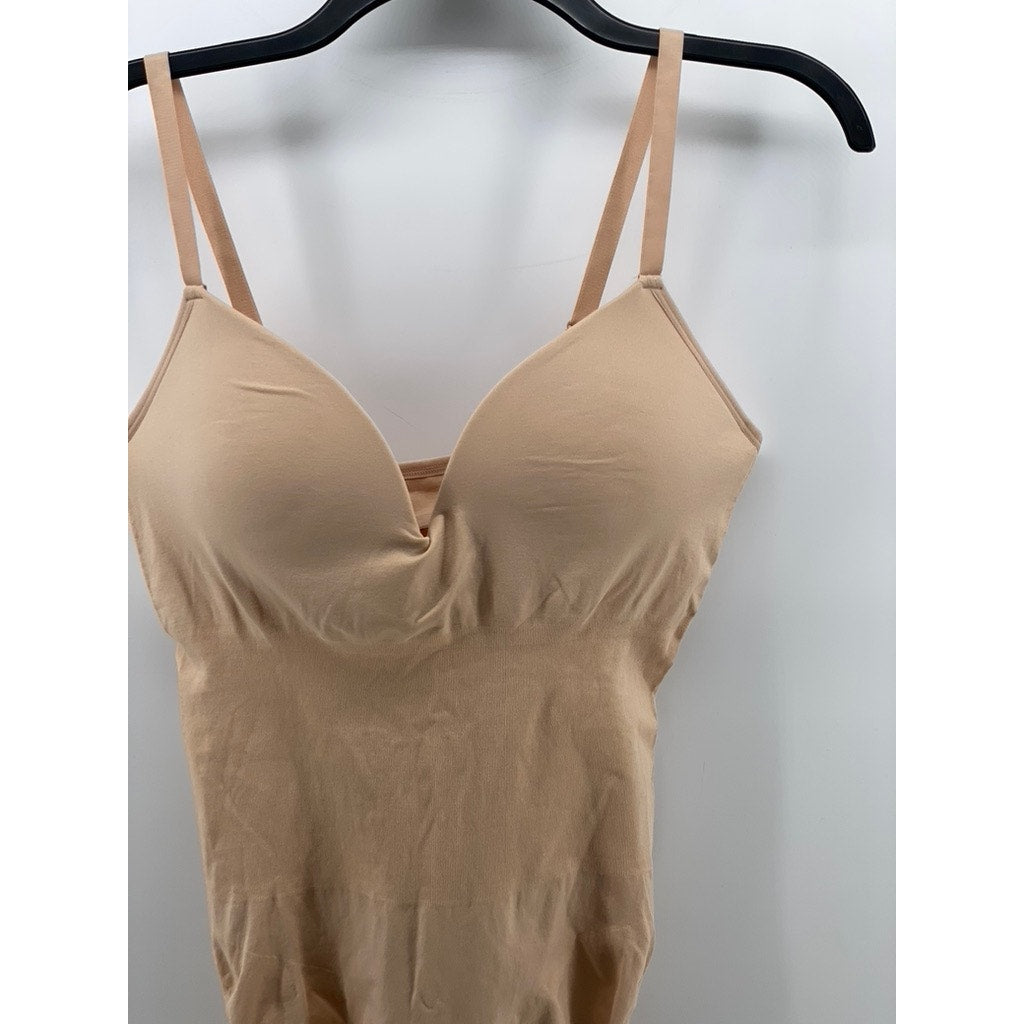 PRIMARK Women's Taupe Cuffed Spaghetti Strap One-Piece Short Style Shapewear SZM