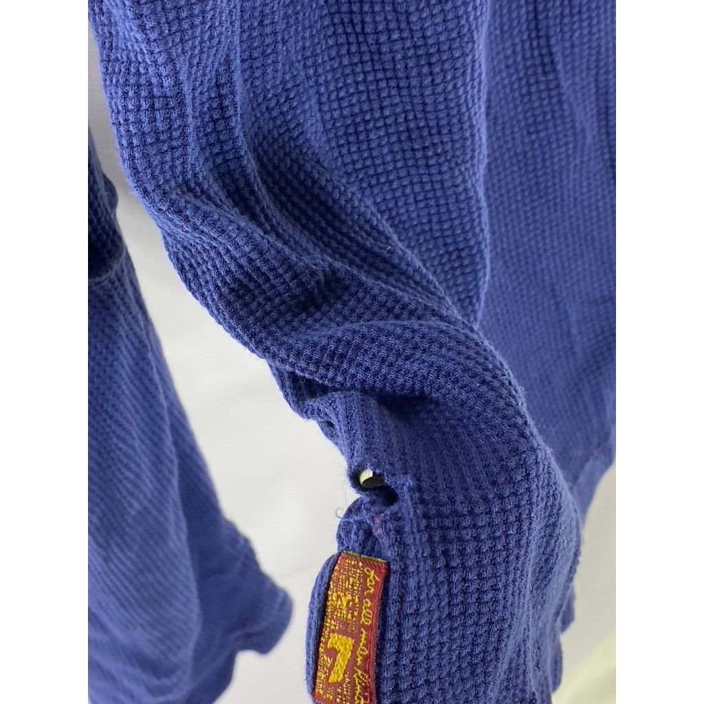 7 FOR ALL MANKIND Men's Dark Blue Long Sleeve Pullover Hooded Shirt SZ L