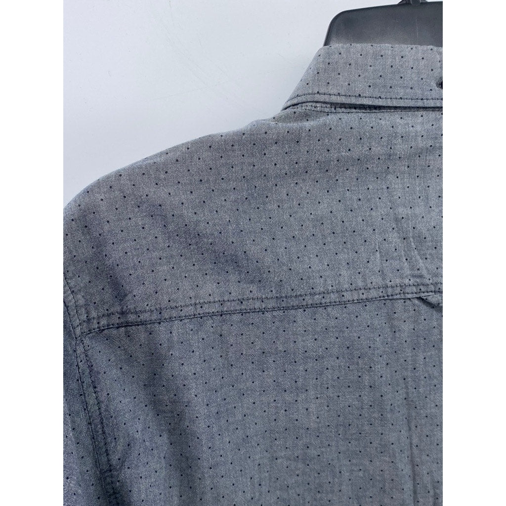 COTTON ON Men's Gray Micro Dot Button-Down Regular-Fit Long Sleeve Shirt SZ M