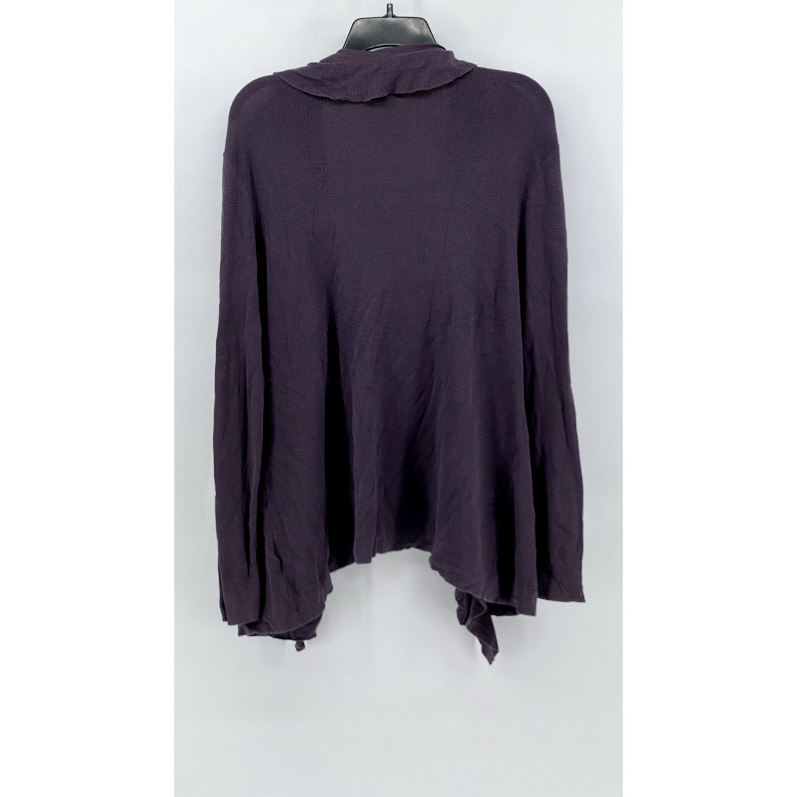 ANNE KLEIN Women's Plus Plum Ruffle Trim Cardigan SZ 1X