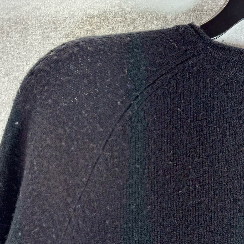 HALOGEN Women's Solid Black Wool/Cashmere Crewneck Round Split-Hem Sweater SZ2XS