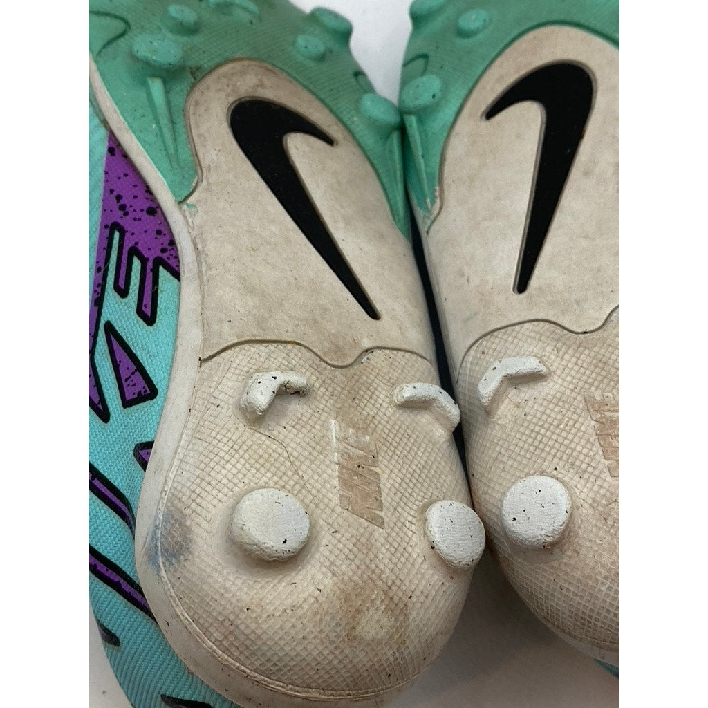 NIKE Kids' Hyper Turquoise Mercurial Vapor 15 Round-Toe Strap Soccer Cleats SZ13