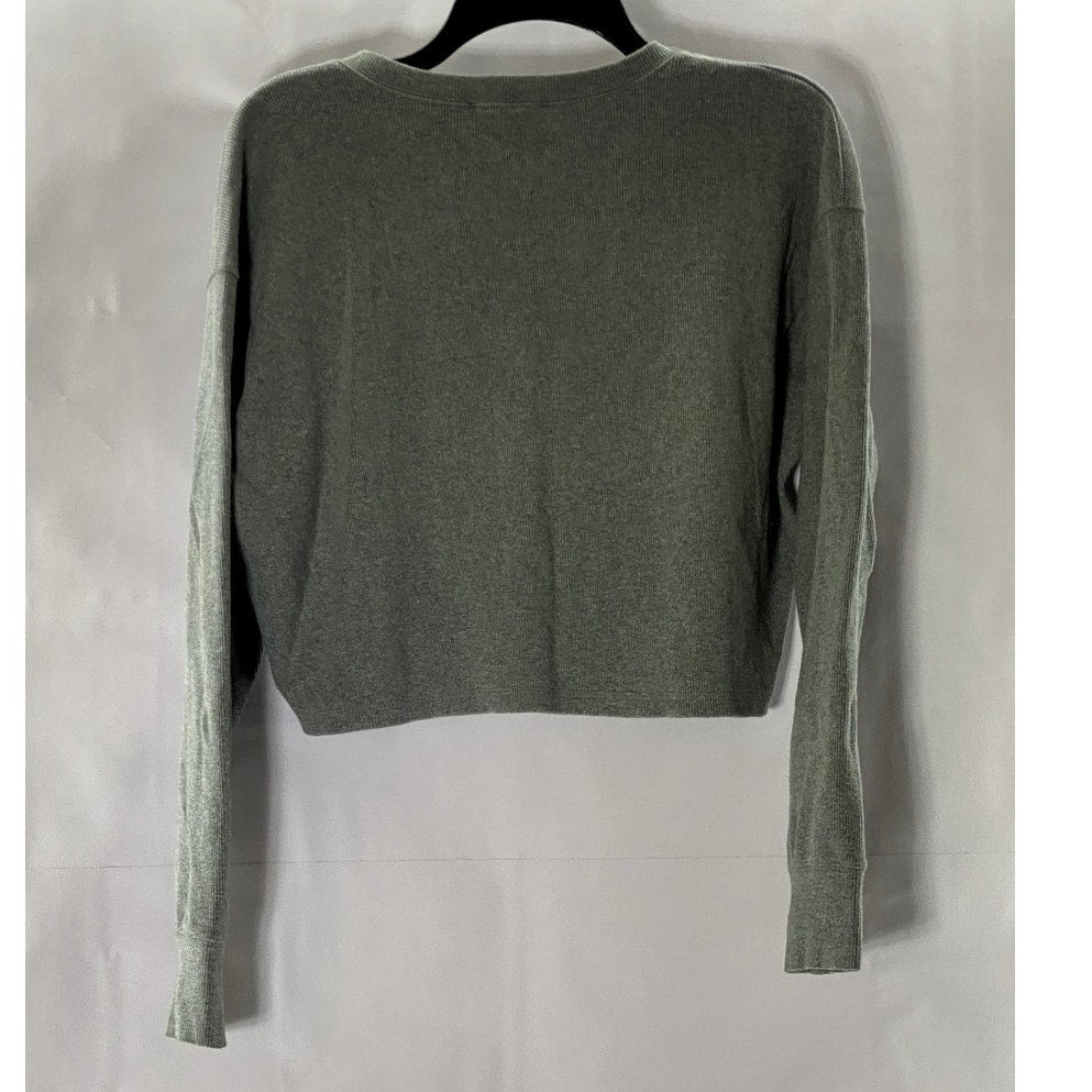 ARITZIA WILFRED FREE Women's Gray Ribbed Long Sleeve Henley Top SZ S