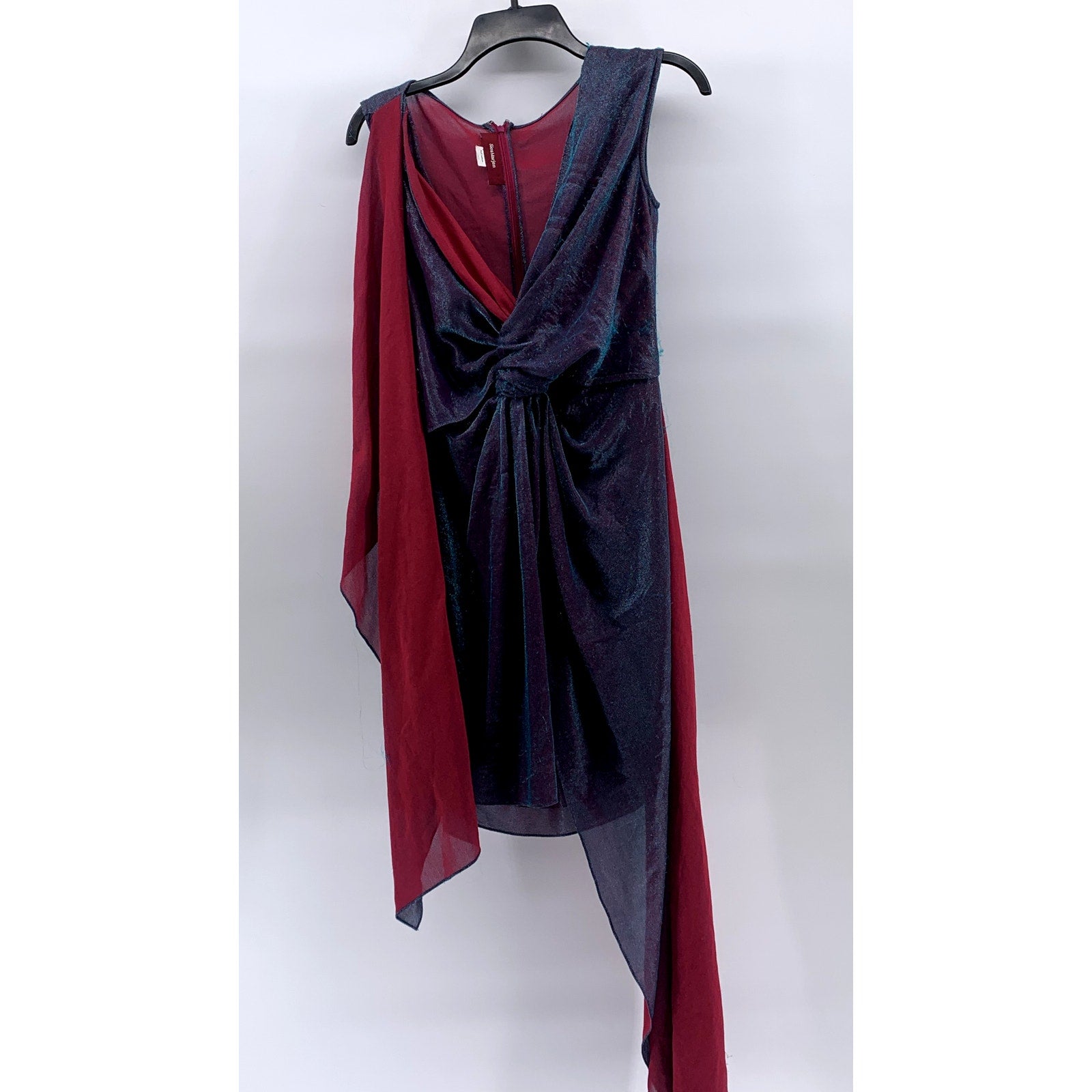 SIES MARJAN Women's Purple-Pink Iridescent Sheer Twist-Front Mini Dress SZ S