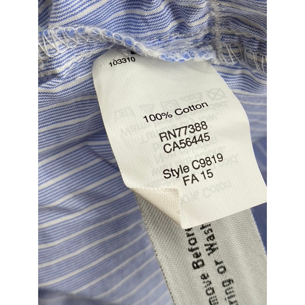 MADEWELL Women's Blue-White Striped Button-Up Boyfriend Tunic Top SZ M