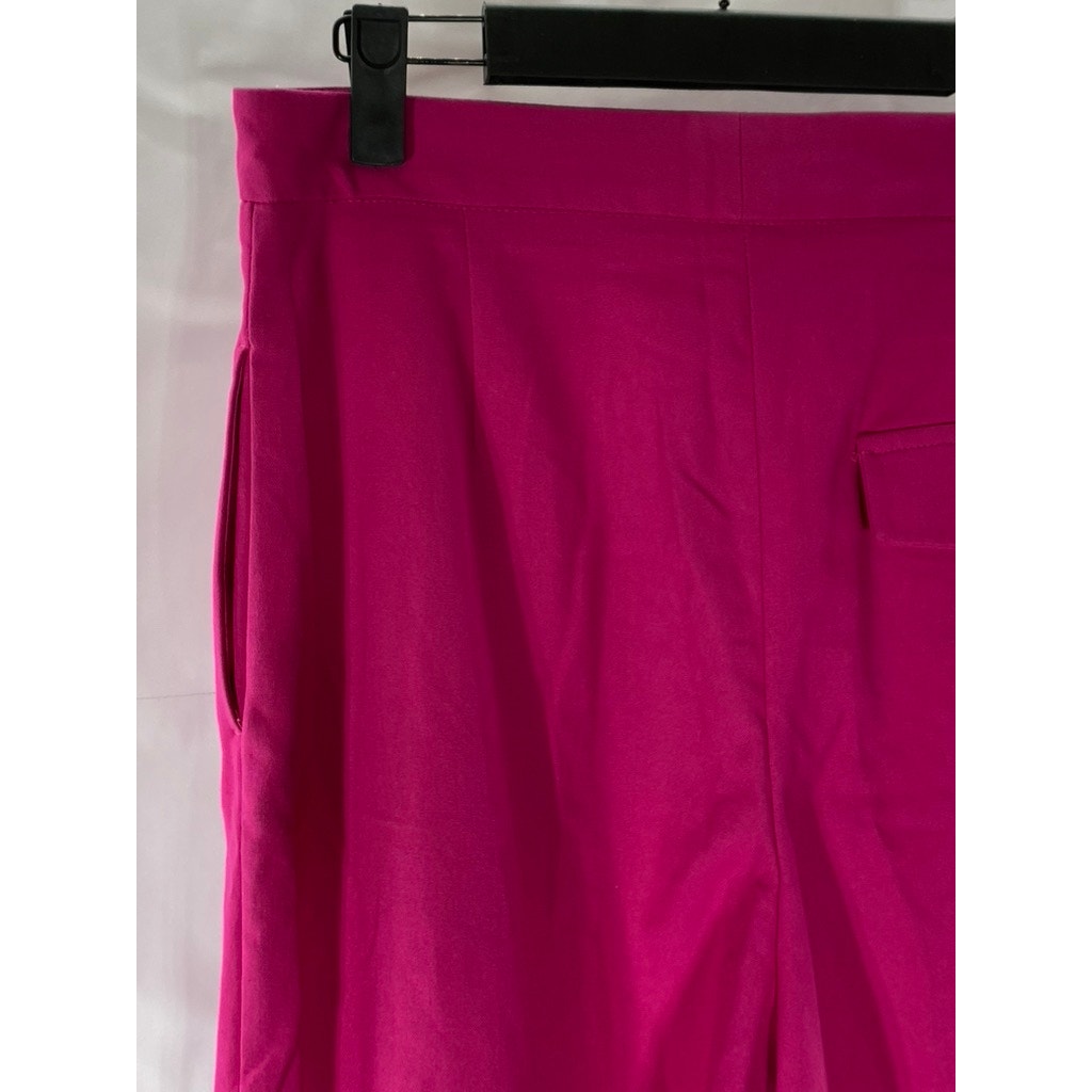 ZARA Women's Pink Wide Leg High-Rise Relaxed-Fit Trousers SZ M