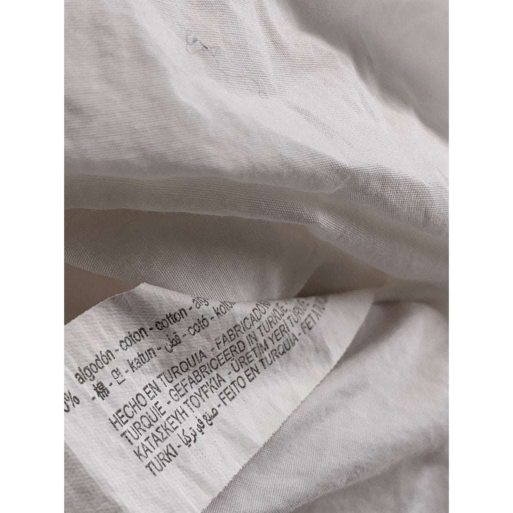 ZARA Women's White Long Sleeve Cotton Split Neck Button-Detail Tunic Top SZ L