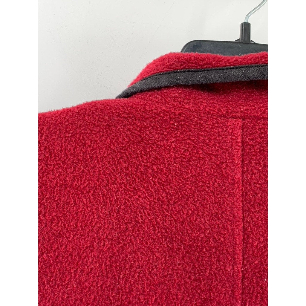 ASOS Women's Red-Black Fleece Button-Down Jacket SZ 6