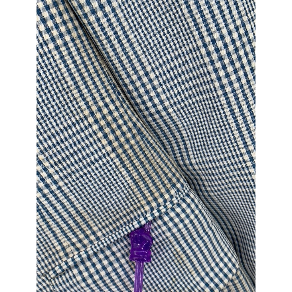 HUGHES & HATCHER Men's Blue Vintage Gingham Plaid Two-Button Blazer SZ 37S