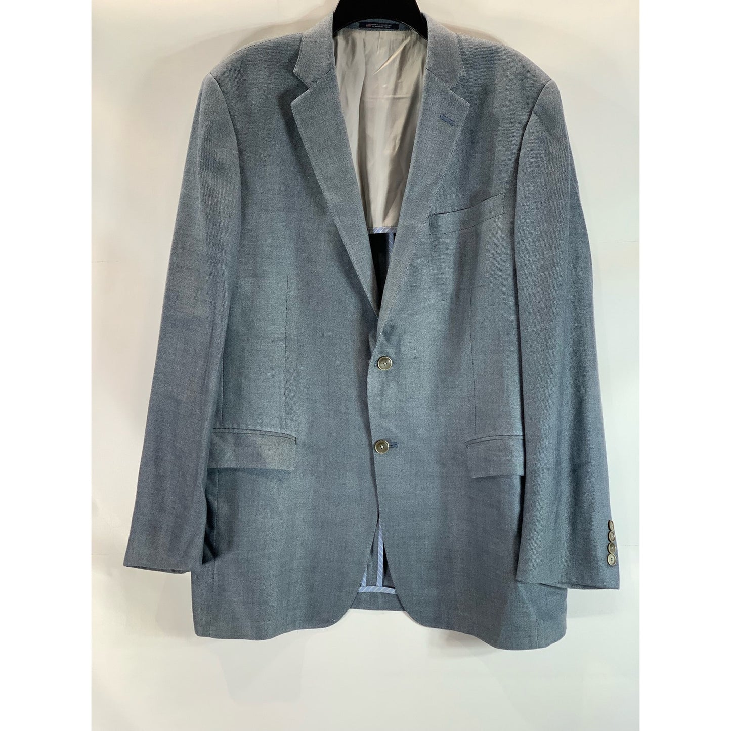 HART SCHAFFNER MARX Men's Blue Textured Two-Button Long Sport Coat SZ 44L