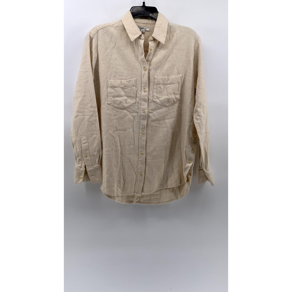 MADEWELL Women's Beige Cotton Button-Up Top SZ XS