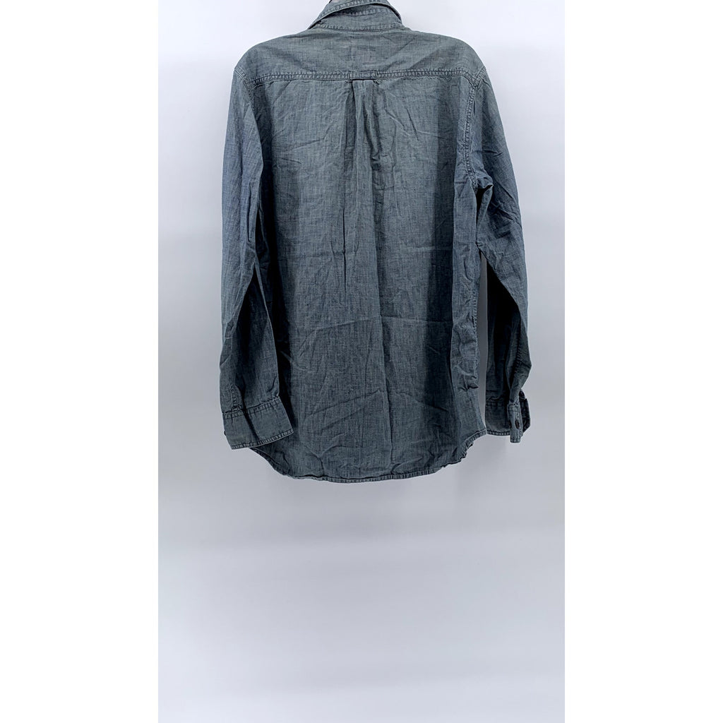 EDDIE BAUER Men's Vintage Blue Tall Chambray Button-Up Long Sleeve Shirt SZ M/T