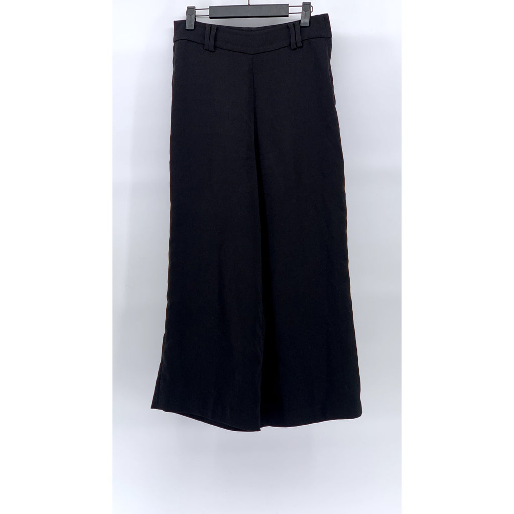 H&M Women's Black Solid Wide-Leg Relaxed-Fit Side-Zipper Dress Pants SZ 6