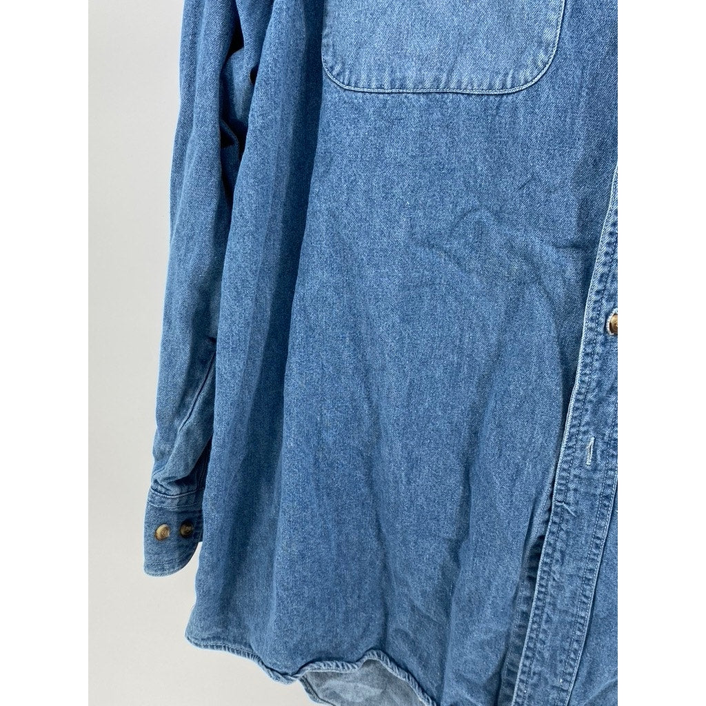 OUTRIGGER Men's Vintage Blue Denim Button-Up Long Sleeve Shirt SZ 2XL