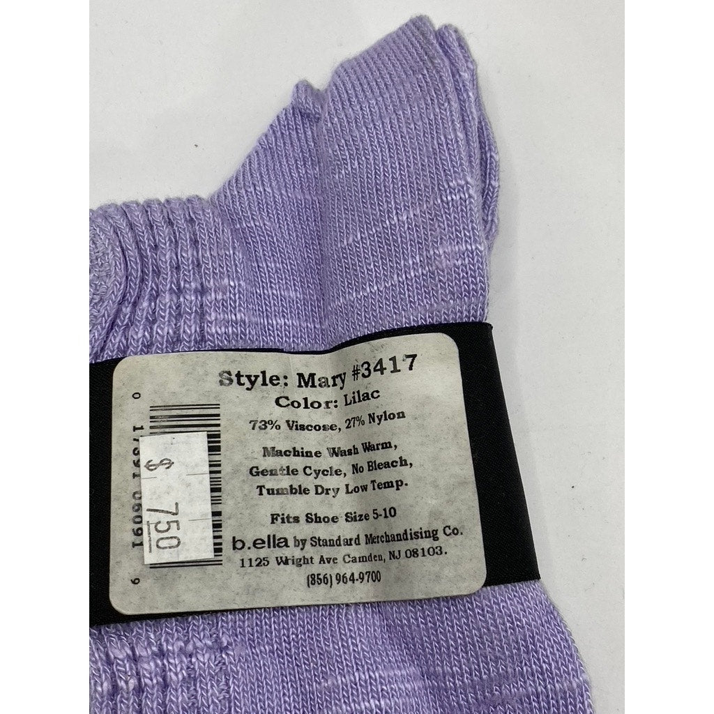 B.ELLA Women's Lilac Purple Knit Mary Crew Socks SZ OS