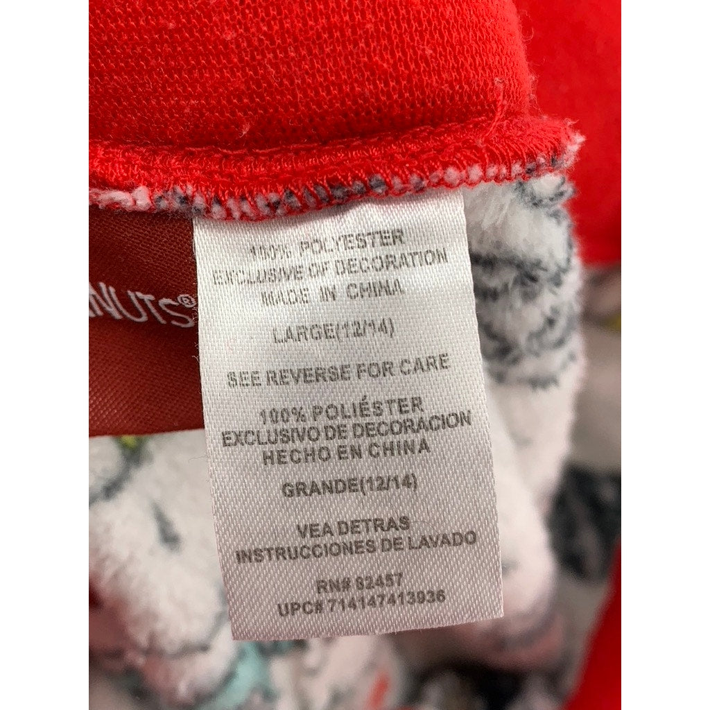 PEANUTS Women's White-Red Snoopy Christmas Printed Pajama Pants SZ L