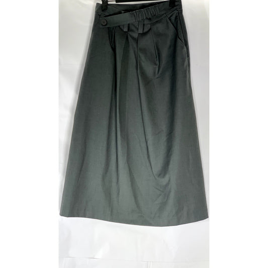 DUIBIDU Dress Visuals Women's Gray Asymmetrical Pleated A-Line Midi Skirt SZ M