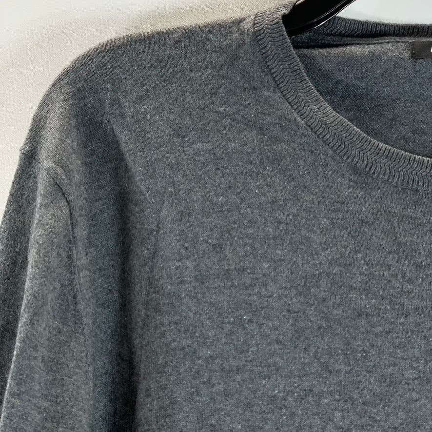 MASSIMO DUTTI Men's Gray Crewneck Cotton-Blend Elbow-Patch Pullover Sweater SZXL