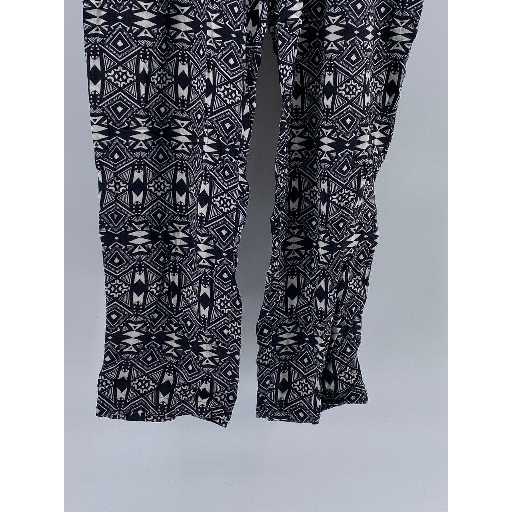 DIVIDED By H&M Women's Black-White Printed Slim-Leg Relaxed Fit Pants SZ 6