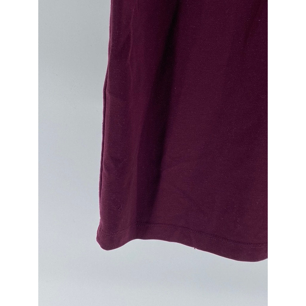 H&M Women's Burgundy Crewneck Long Sleeve Bodycon Midi Dress SZ S