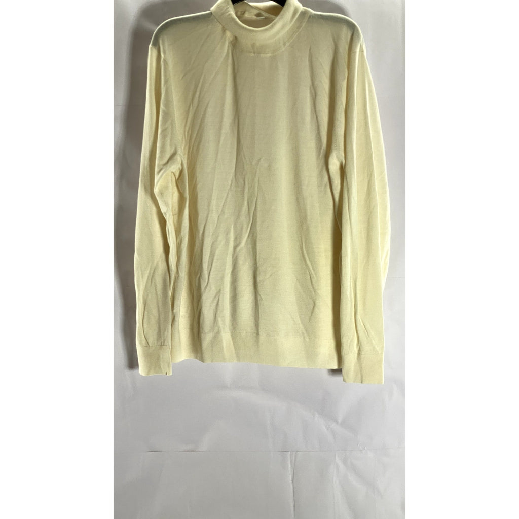 UNIQLO Men's Beige Wool Knit Long Sleeve Pullover Turtleneck Sweater SZ 2XL