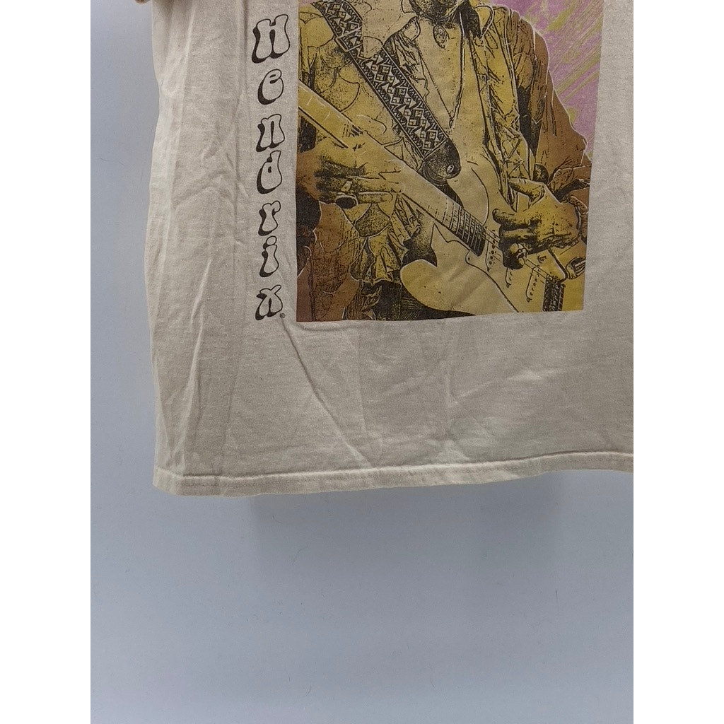 HENDRIX Unisex Adult Beige Crewneck Jimi Hendrix Graphic T-Shirt SZ M