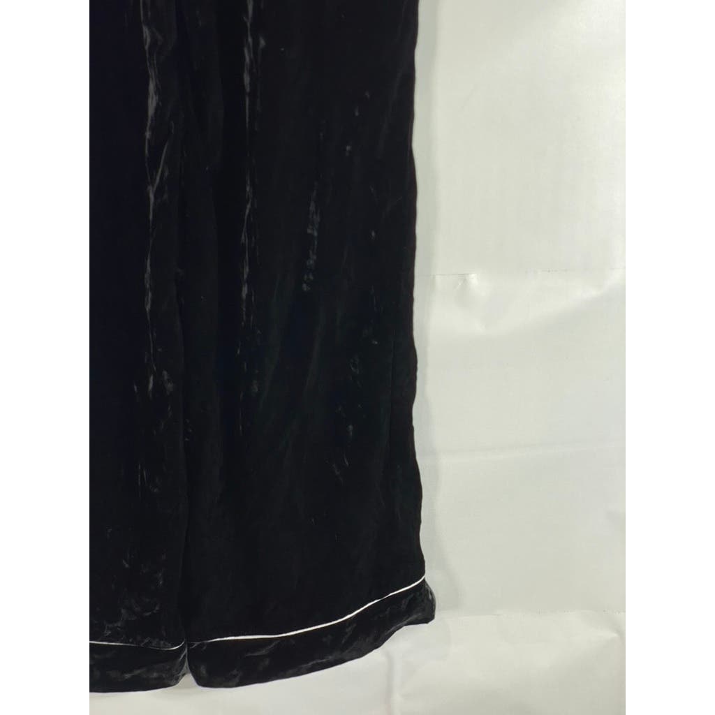 BARNEYS NEW YORK Women's Black Velvet Wide-Leg Pants SZ 42(US 6)