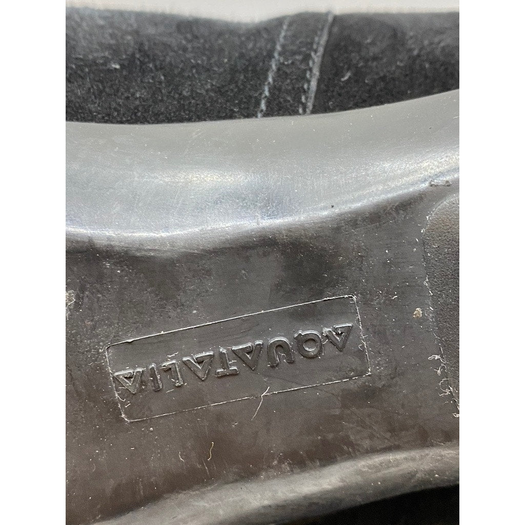 AQUATALIA Women's Black Faux-Suede Round-Toe Ankle Sock Wedge Boots SZ 8.5