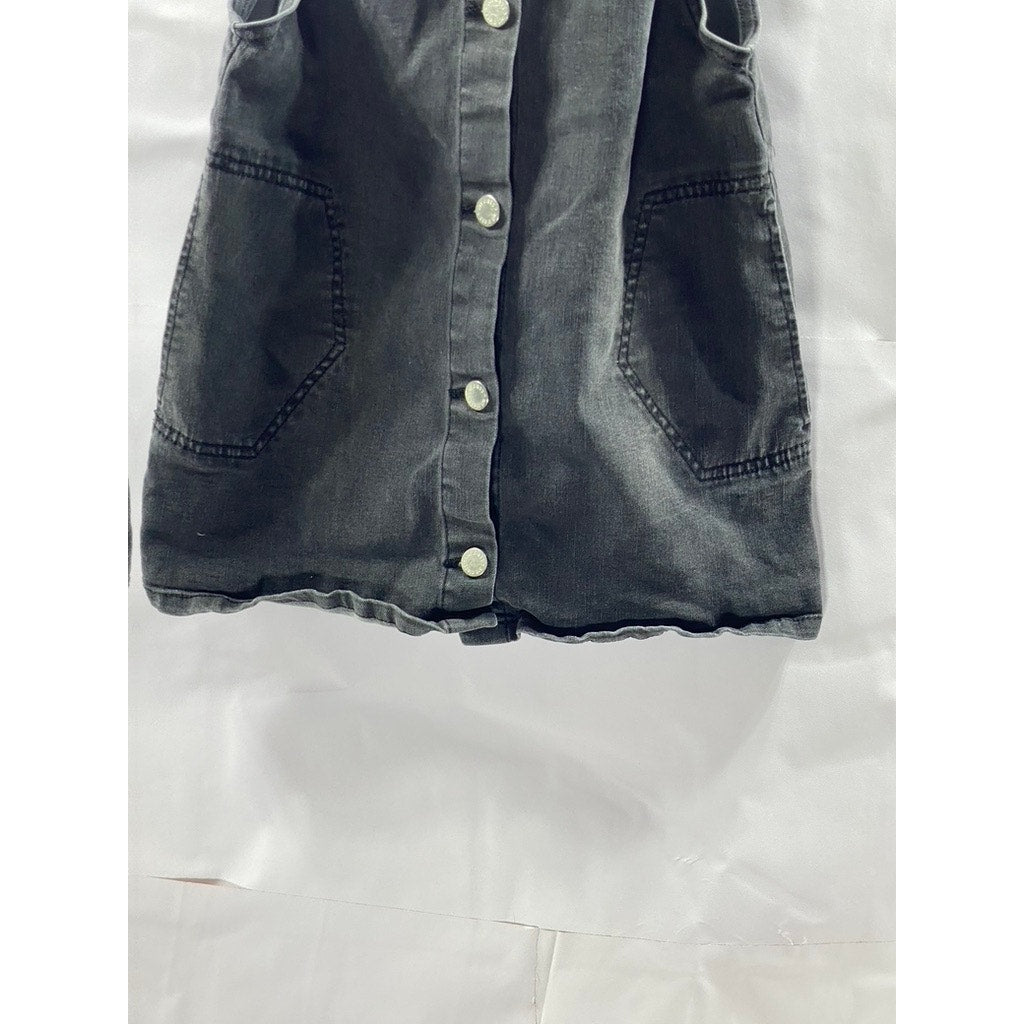 ART CLASS X TARGET Girls' Washed Black Denim Button-Front Overall Dress SZ L