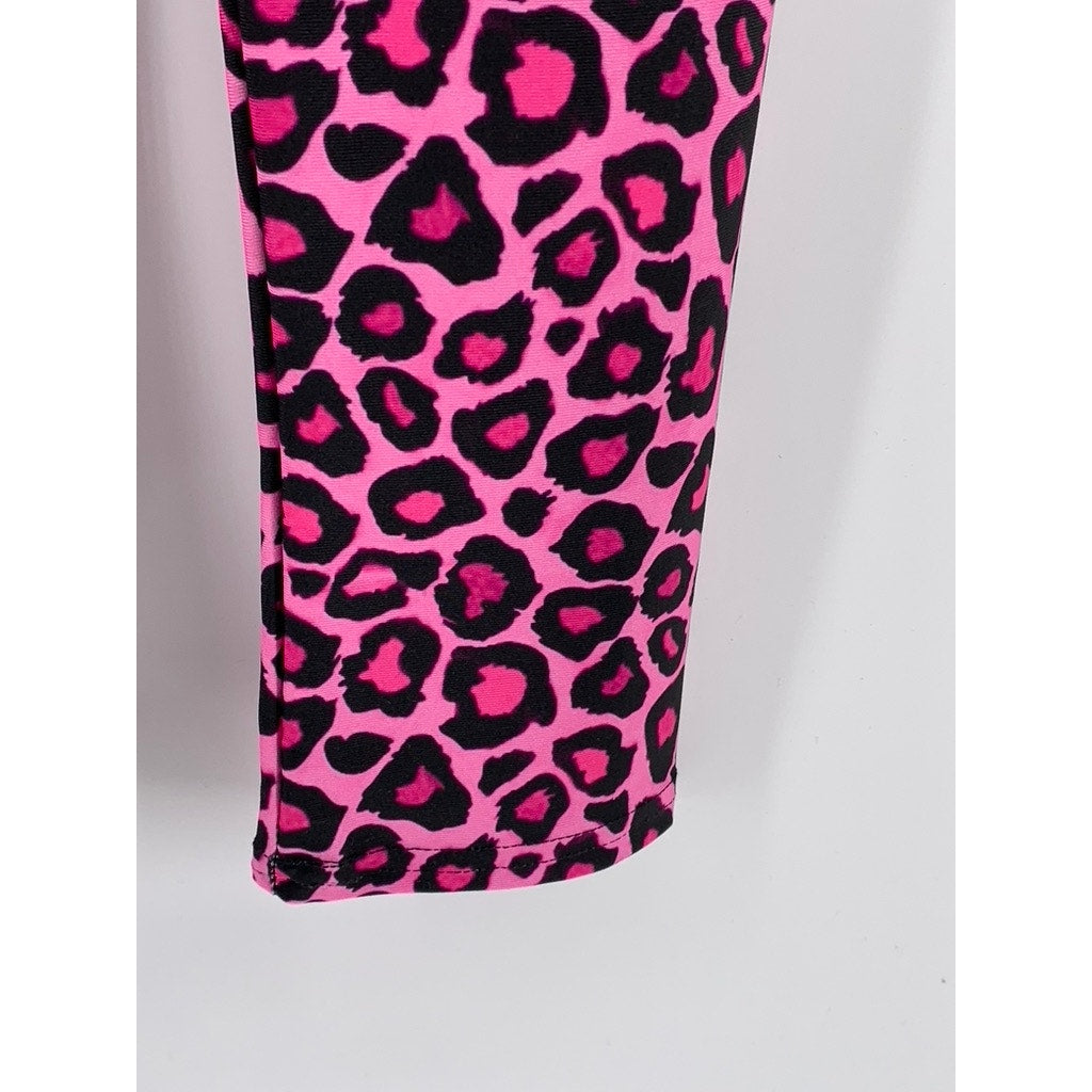 ART OF WHERE Women's Pink-Black Printed Ankle Leggings SZ S
