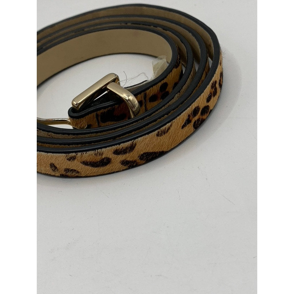 BANANA REPUBLIC Women's Animal Print Cow Leather Skinny Belt SZ L