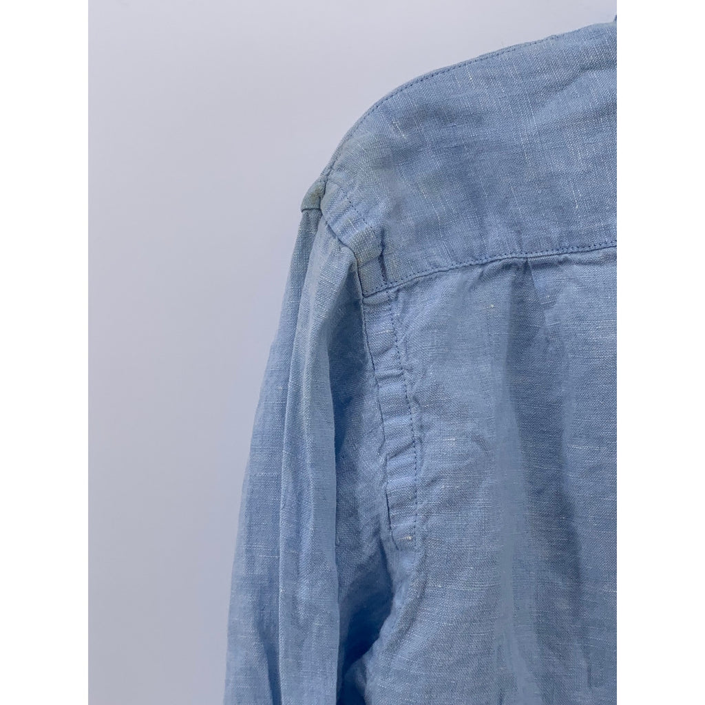 UNIQLO Men's Light Blue Linen Button-Up Long Sleeve Regular-Fit Shirt SZ XS