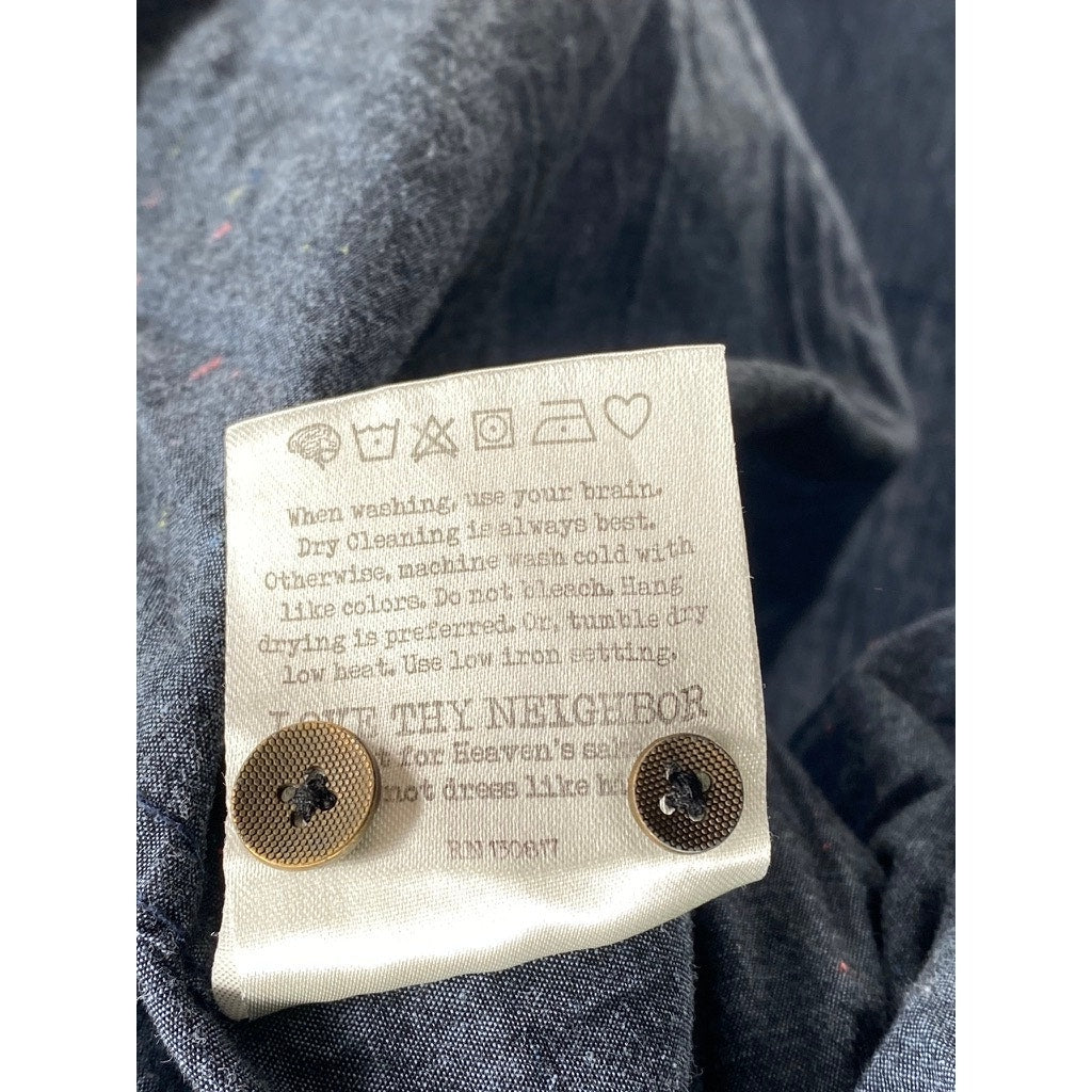 DESCENDANT OF THIEVES By Dres Ladro Men's Blue Regular-Fit Button-Up Shirt SZ L