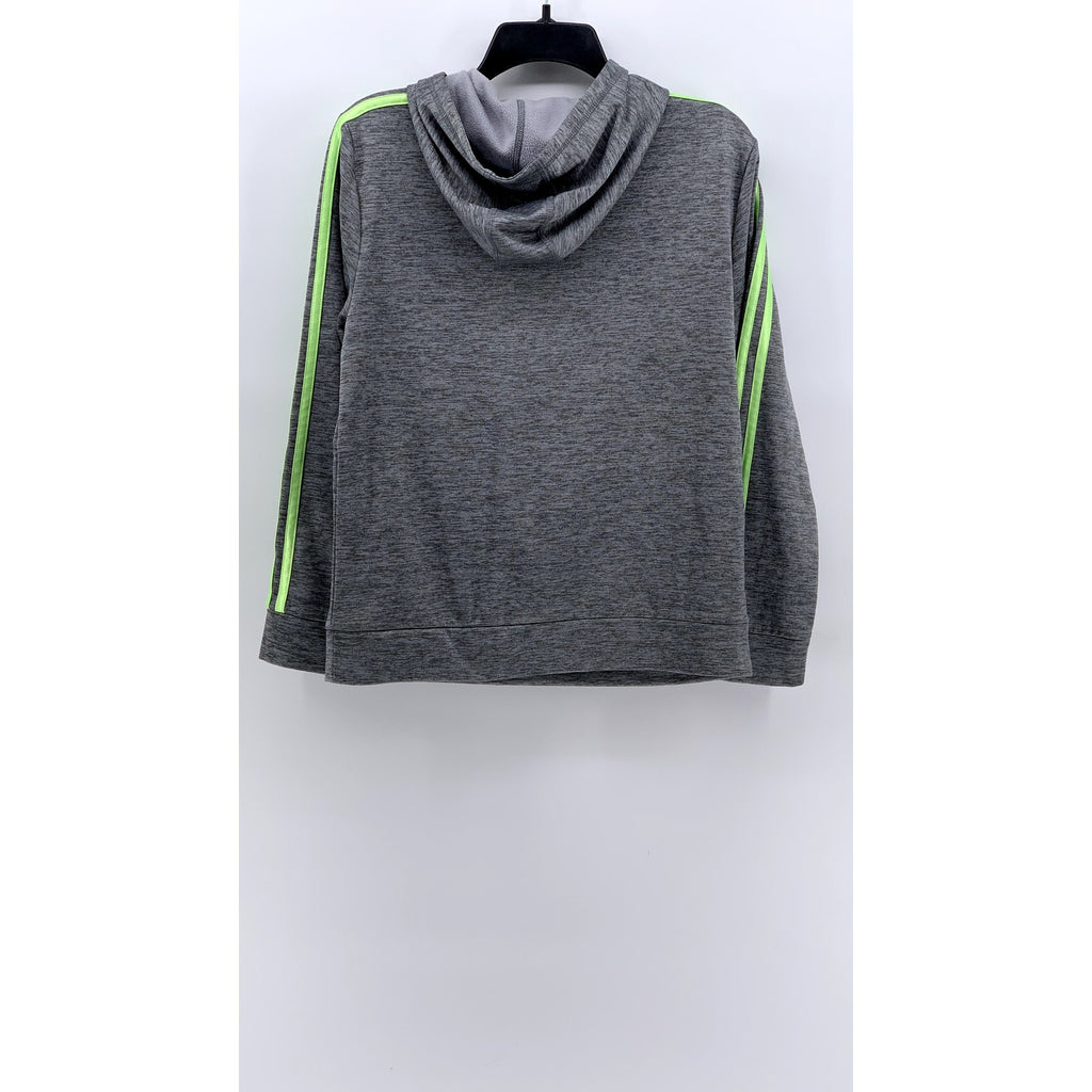 ADIDAS Kids' Gray-Green Heather Logo Hoodie SZ L(14-16)