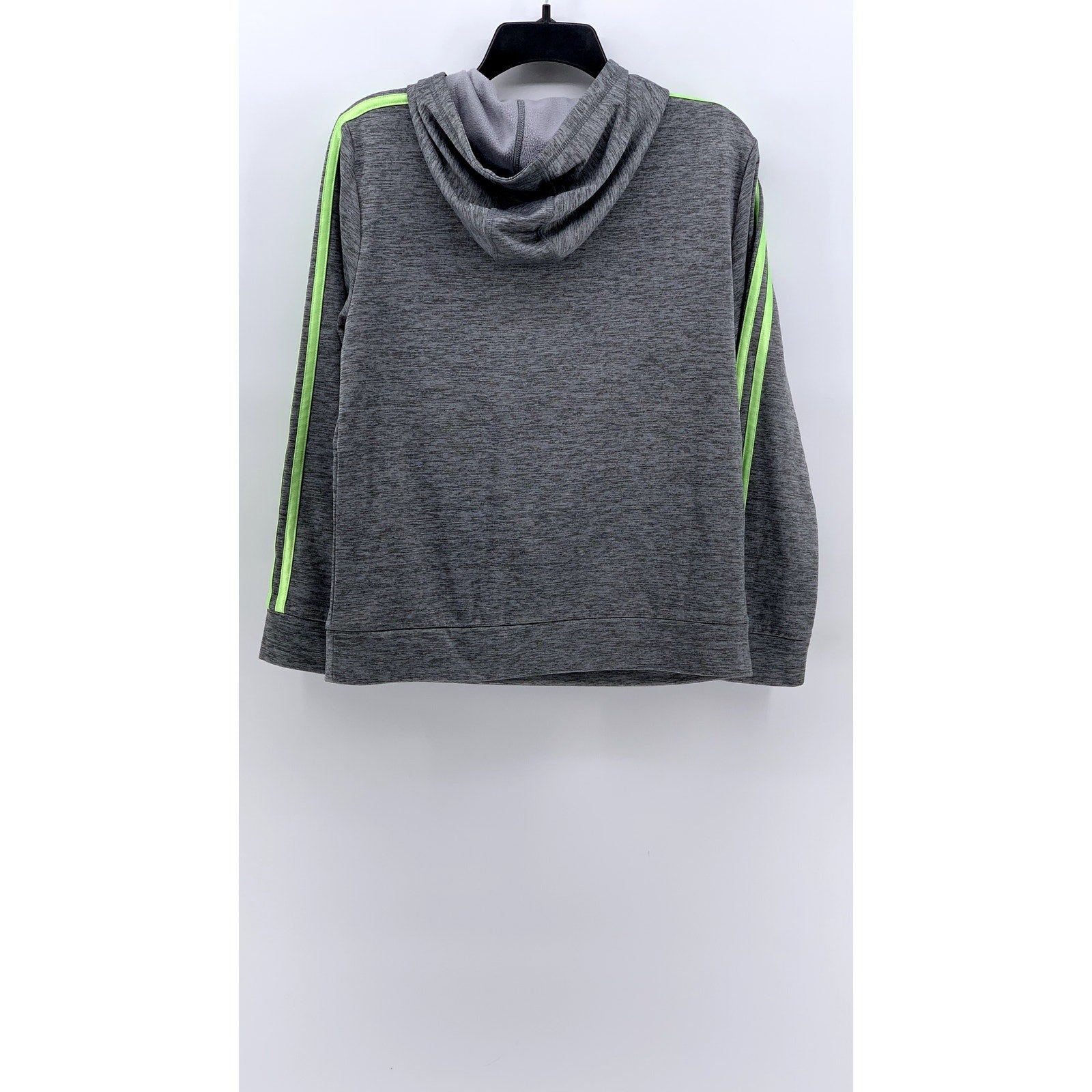 ADIDAS Kids' Gray-Green Heather Logo Hoodie SZ L(14-16)