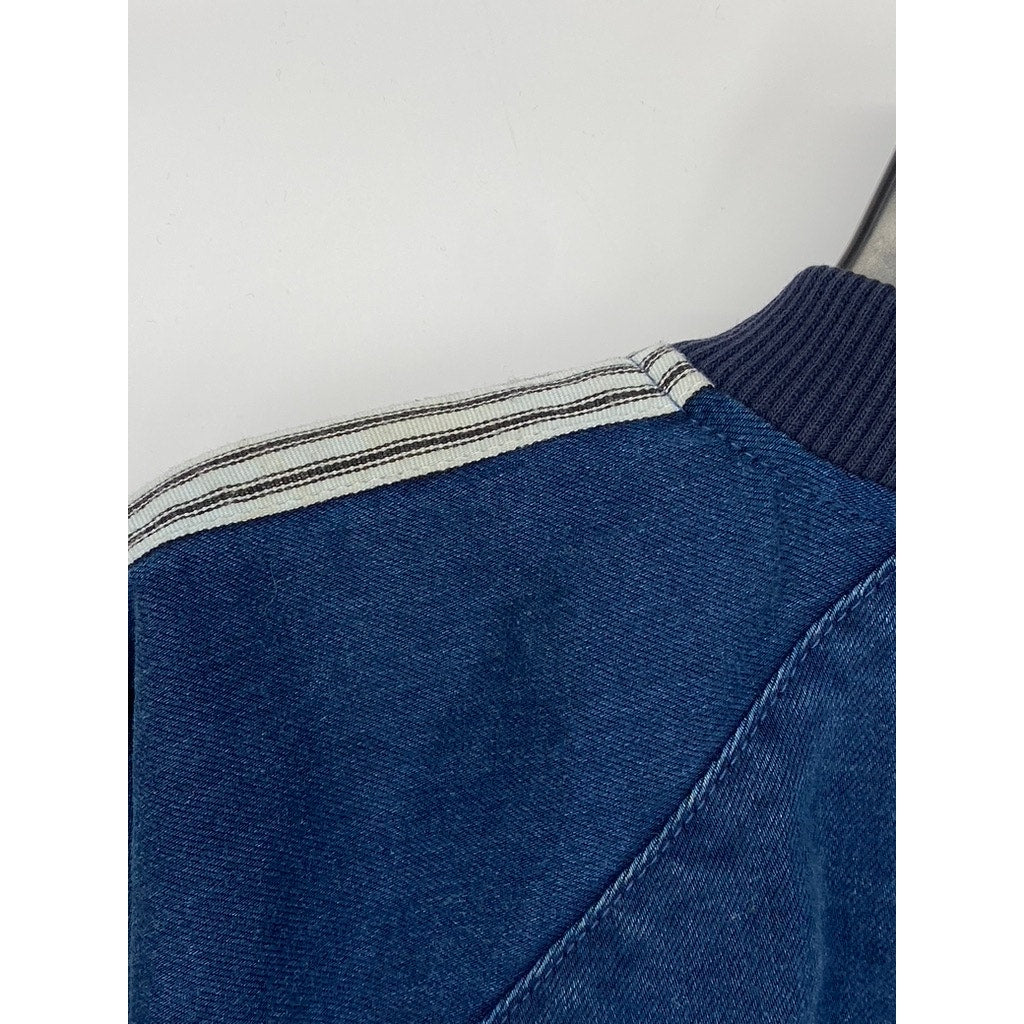 ADRIANO GOLDSCHMIED KIDS Boy's Blue Denim Striped Zip-Up Long Sleeve Jacket SZ M