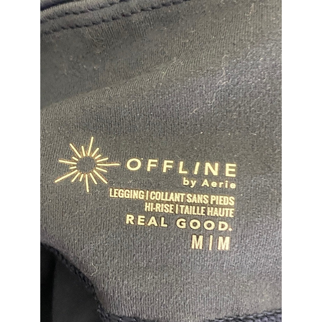 OFFLINE By AERIE Women's Blue Solid Faux-Leather High-Rise Fitted Leggings SZ M
