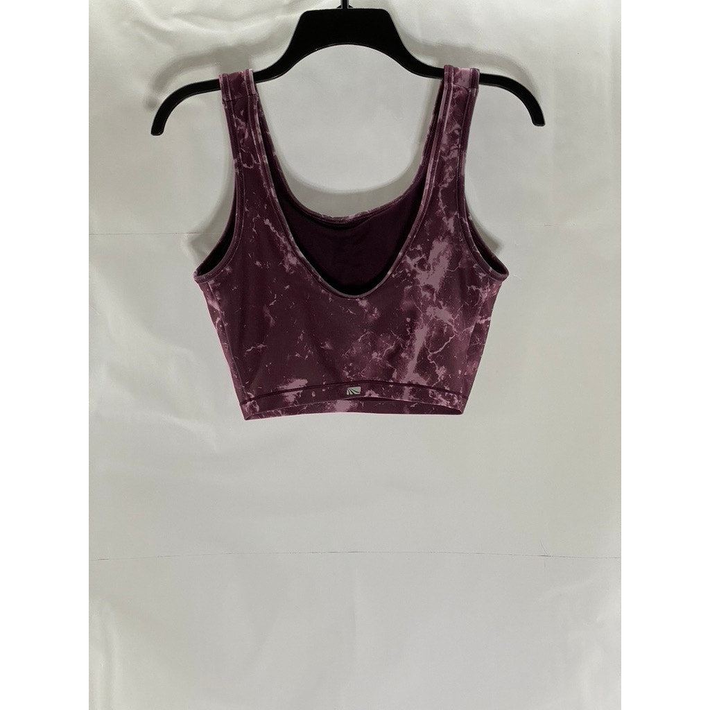 UNBRANDED Women's Purple Tie-Dye Scoop-Neck Banded Sport Bra SZ M