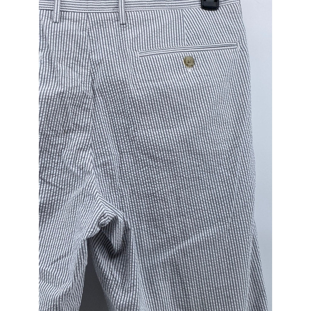 J.CREW Men's Blue-White Pinstripe Seersucker Bedford Straight-Leg Pant SZ 35X32