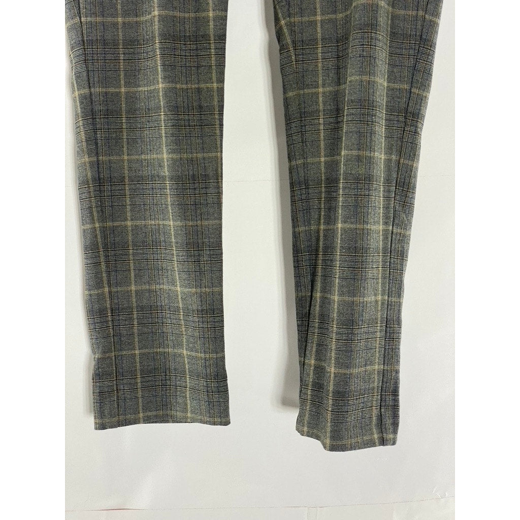 RIVER ISLAND Men's Gray-Blue Plaid Flat Front Short Dress Pant SZ 30S